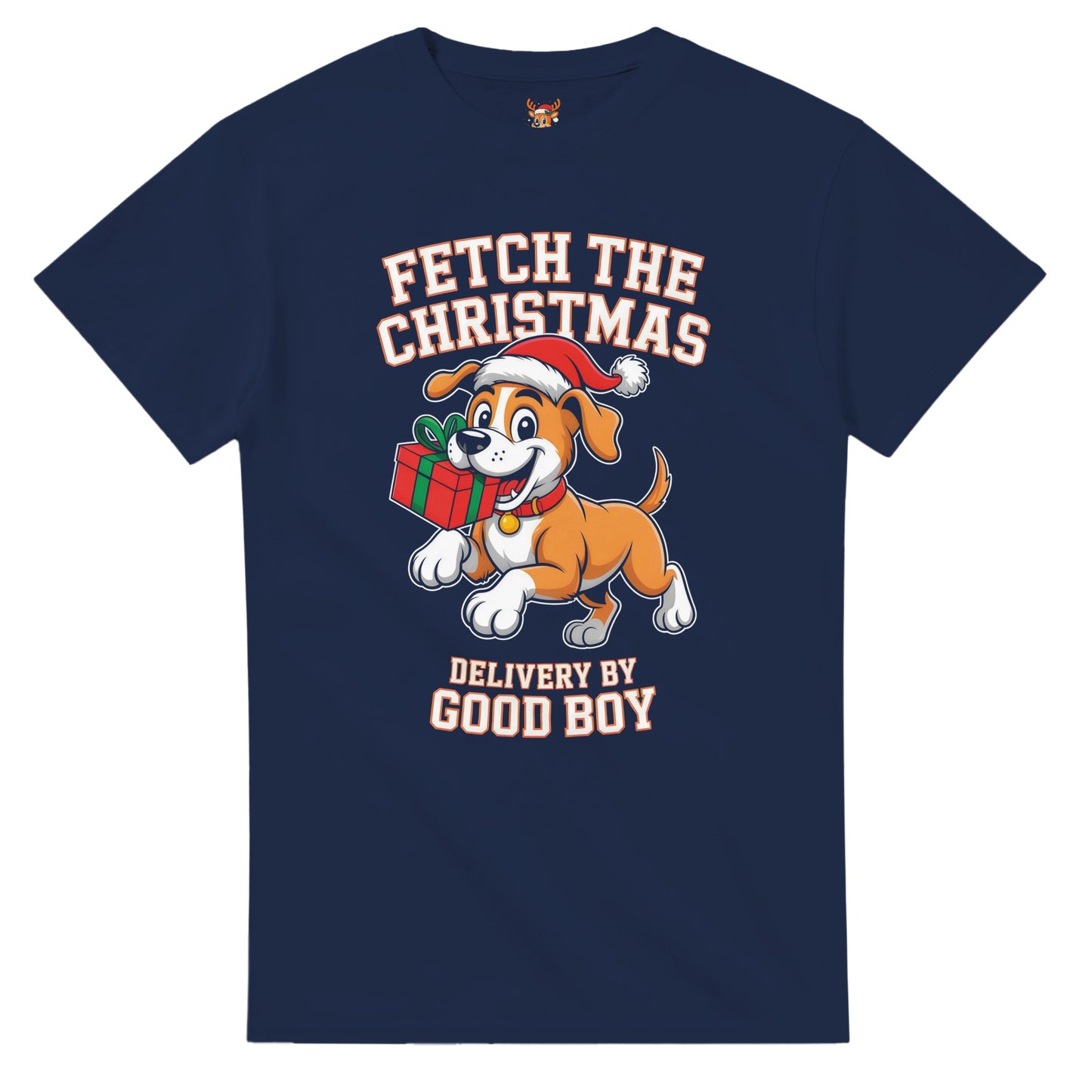 Unisex shirt with dog design in black or navy.