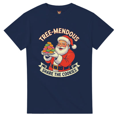 Unisex shirt with Santa design in black or navy.