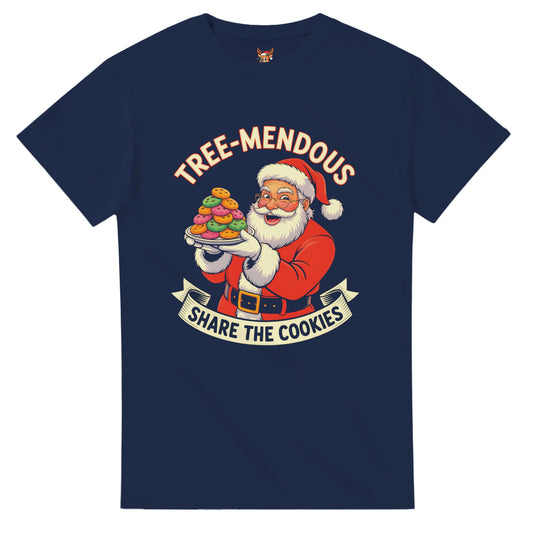 Unisex shirt with Santa design in black or navy.