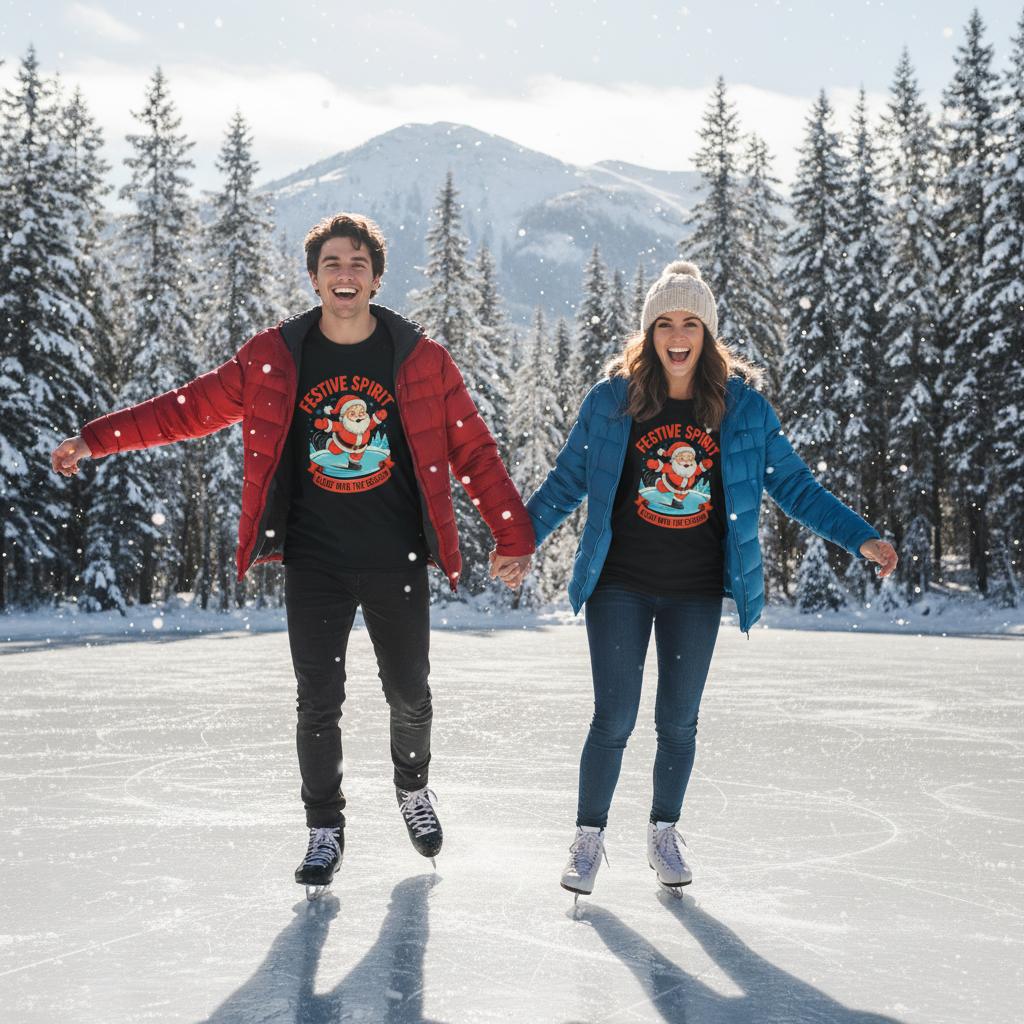 Unisex shirt with Santa design in black or navy.